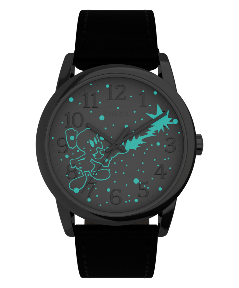 TW2Y99300 Looney Tunes Marvin the Martian x Timex Easy Reader® 38mm Leather Strap Watch Indiglo On