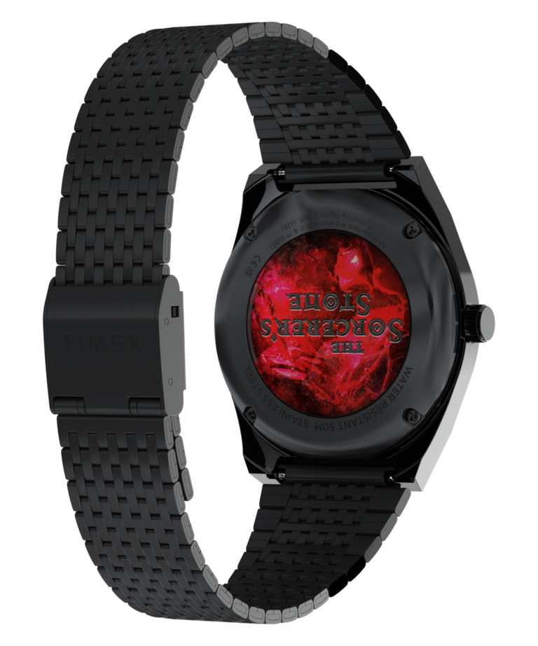 TW2Y99700 Harry Potter x Q Timex Sorcerer's Stone 38mm Stainless Steel Bracelet Watch Caseback with Attachment Image