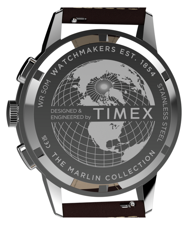 TW3A00200 Marlin® Neo Classic Chronograph 40mm Leather Strap Watch Caseback Image