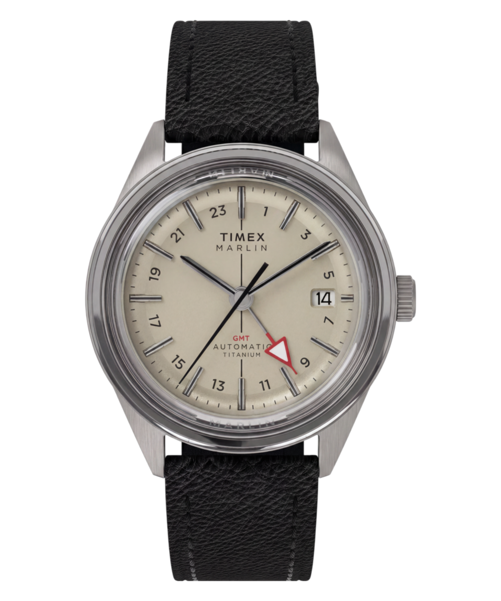 Timex Marlin Jet Titanium Automatic GMT 40mm Leather Strap Watch