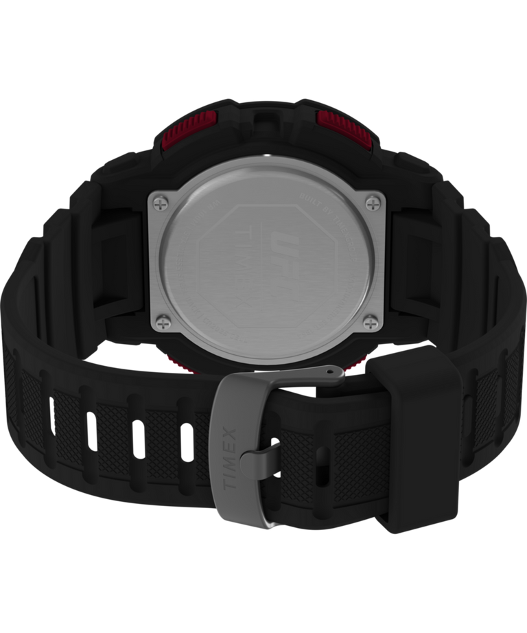 TW5M59600 Reloj Timex UFC Rumble de 50 mm con correa de PU: imagen del fondo de la caja con accesorio