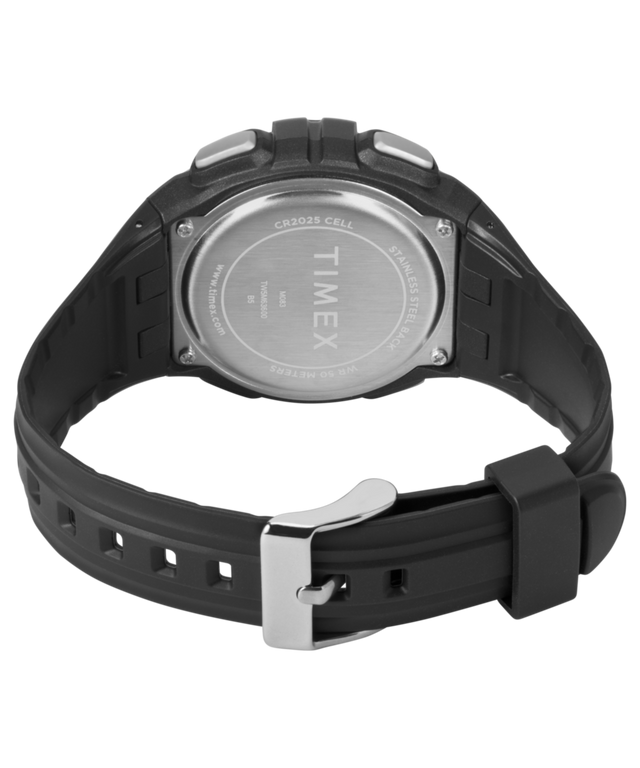 TW5M63600 Reloj Timex digital de 43 mm con correa de resina. Imagen del fondo de la caja con accesorio