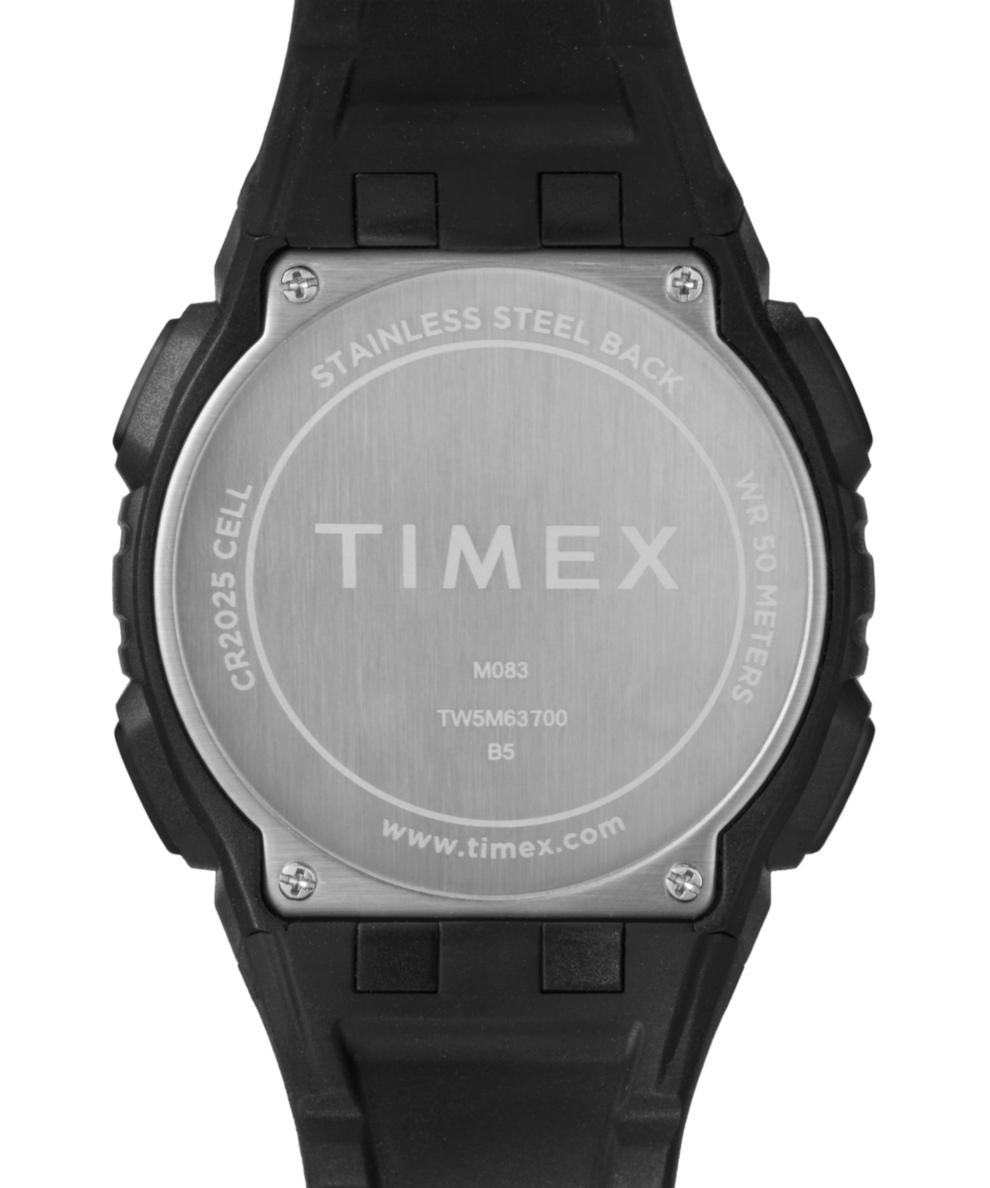 TW5M63700 Timex Digital 43mm Resin Strap Watch Caseback Image