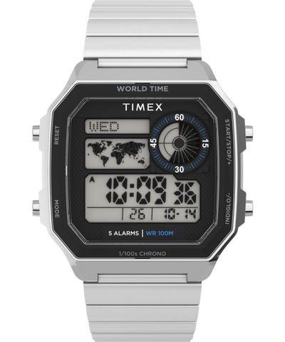 TW5M68900 World Time Digital 40mm Stainless Steel Bracelet Watch Primary Image