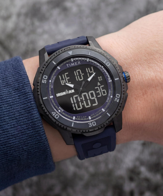 TW5M74100 TIMEX® IRONMAN® Adrenaline 46.5mm Resin Strap Watch Primary Wrist Image