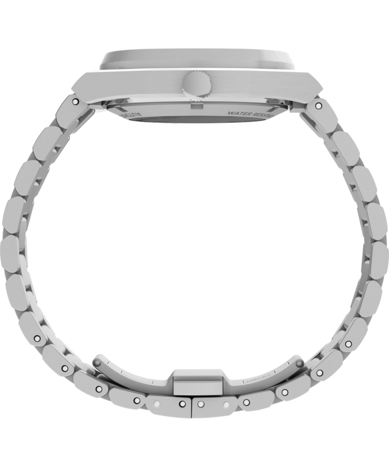 TW6A00500 Reloj Timex® Automatic E Line de 38 mm con brazalete de acero inoxidable. Imagen de perfil