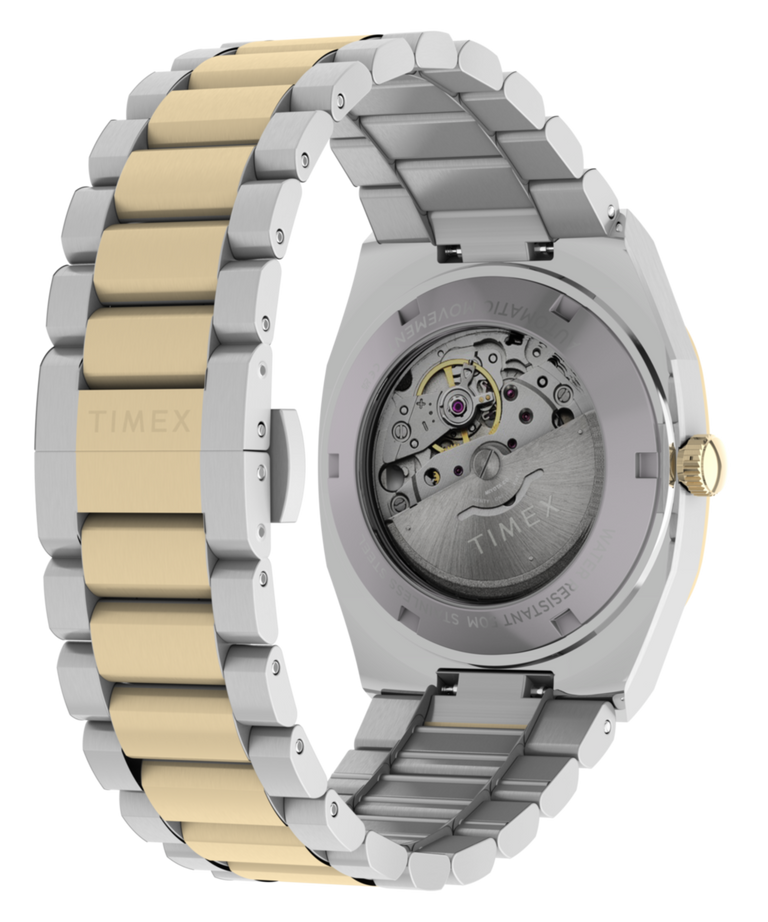 TW6A00600 Timex® Automatic E Line 38mm Stainless Steel Bracelet Watch Caseback with Attachment Image