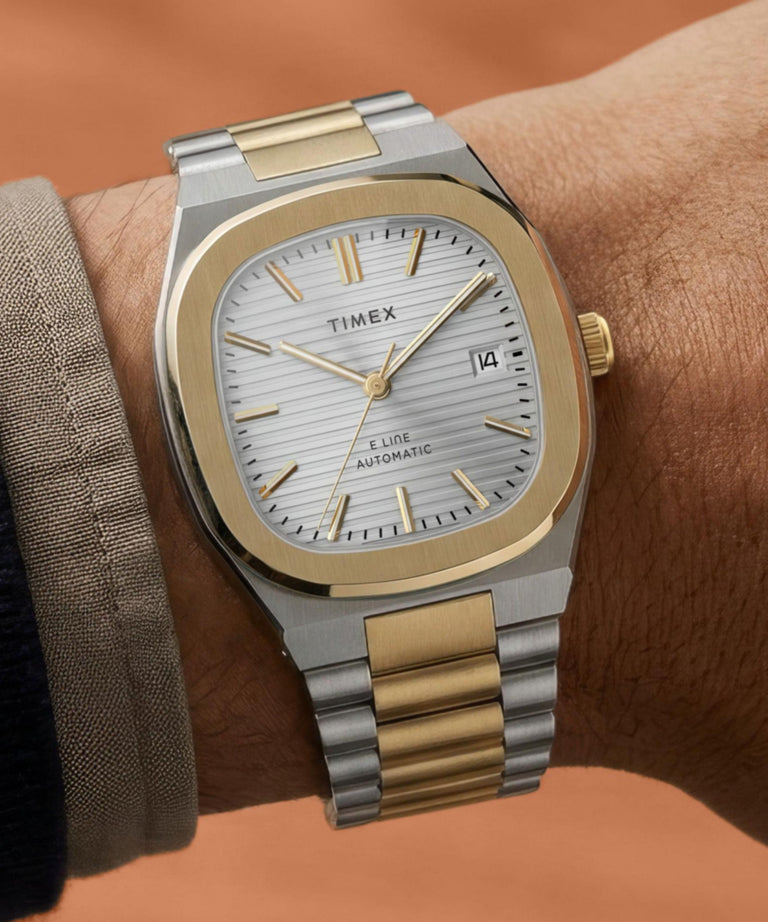 TW6A00600 Timex® Automatic E Line 38mm Stainless Steel Bracelet Watch Primary Wrist Image