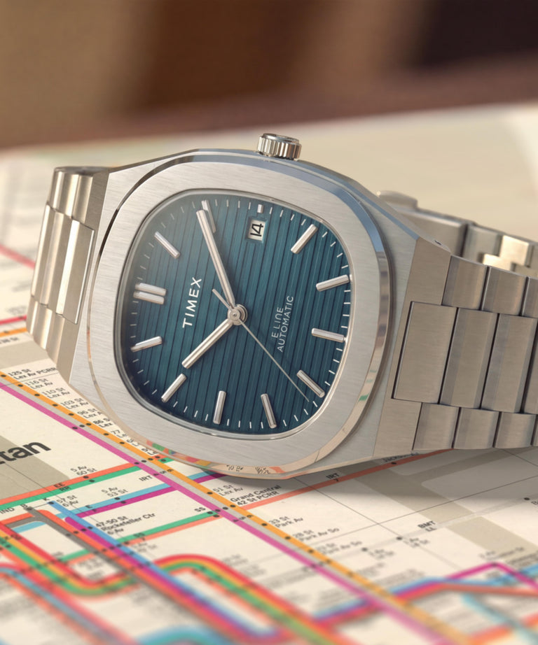 TW6A00700 Reloj Timex® Automatic E Line de 38 mm con brazalete de acero inoxidable: imágenes de los modelos clave de la campaña (fotos de producto)