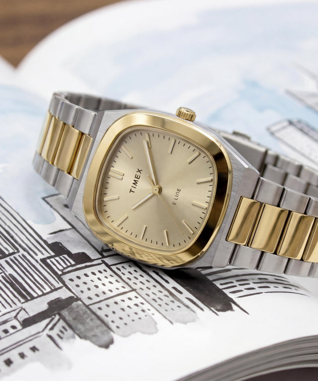 TW6A00800 Timex® Quartz E Line 30mm Stainless Steel Bracelet Watch  Campaign Key Silhouettes (Beauty shots) Image