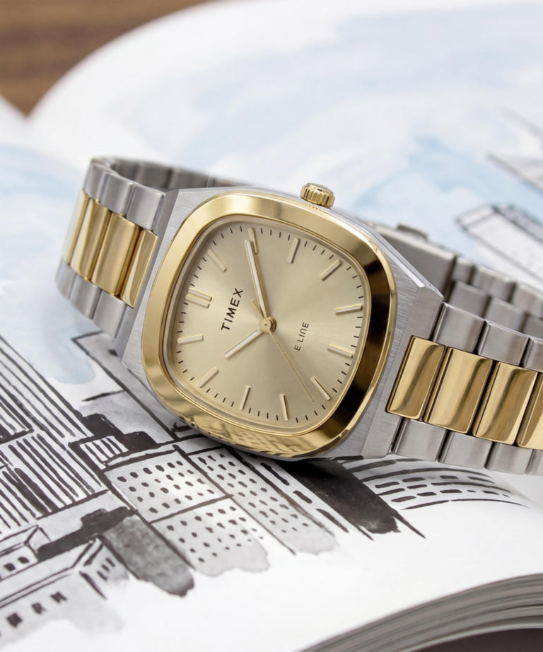 TW6A00800 Timex® Quartz E Line 30mm Stainless Steel Bracelet Watch  Campaign Key Silhouettes (Beauty shots) Image