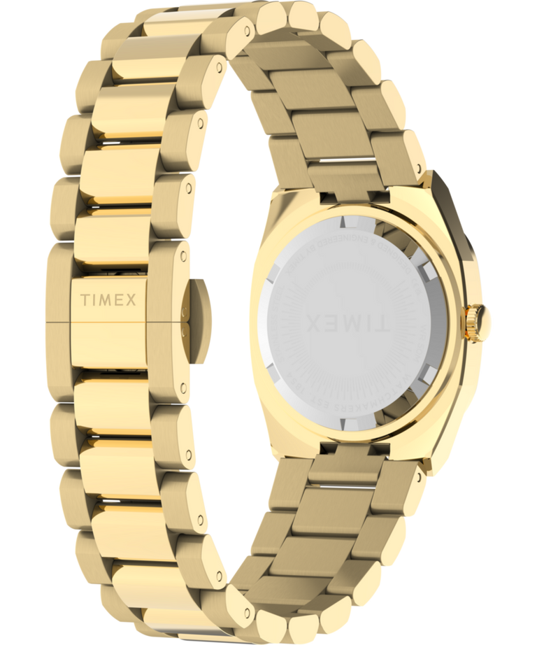 TW6A00900 Reloj Timex® Quartz E Line de 30 mm con brazalete de acero inoxidable. Imagen del fondo de la caja con el accesorio.