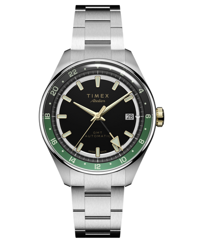 TW6A07200 Timex Atelier GMT Première M1a, 38 mm, fabricado en Suiza, automático, con brazalete de acero inoxidable. Imagen principal