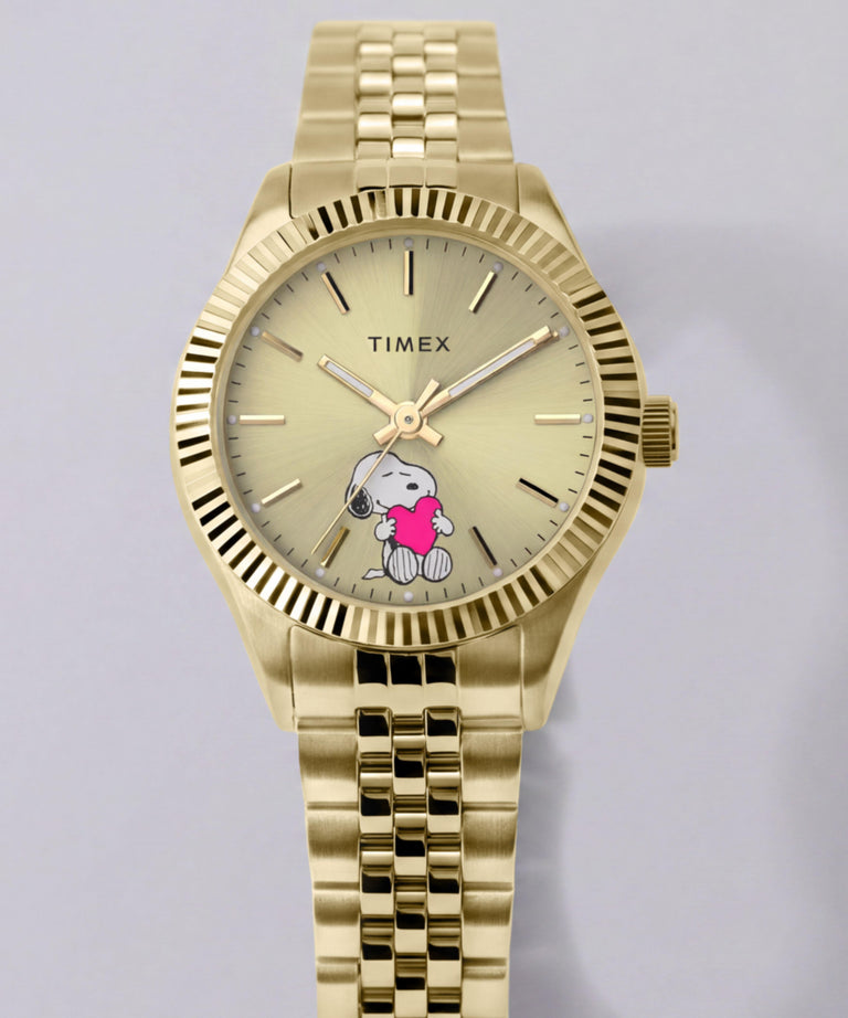 TW6A07400 Reloj Peanuts x Timex Legacy Mini Heart Hug de 25 mm con brazalete de acero inoxidable  Imagen de las siluetas clave de la campaña (fotos de producto)