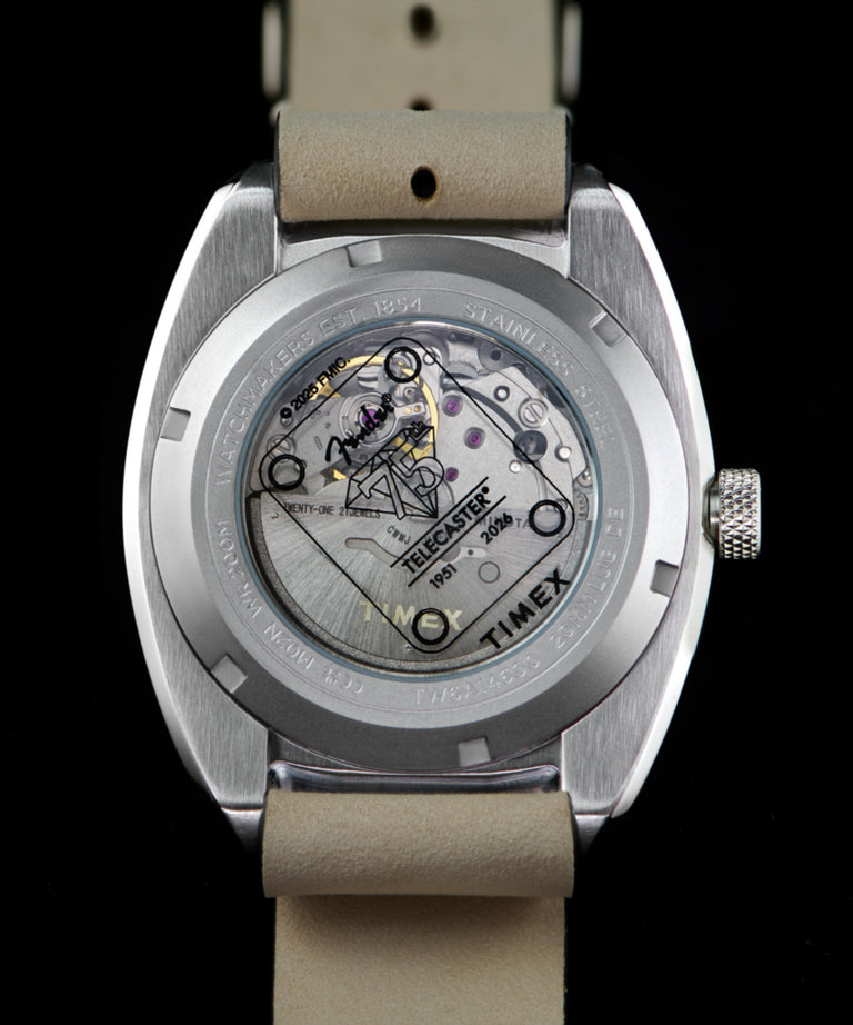 TW6A14600 Fender x Timex Automatic 41mm Leather Strap Watch Alt Beauty Shot 4