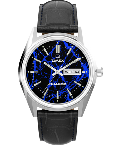 TW6A33800 Q Timex Blue Vega 38mm Leather Strap Watch Primary Image