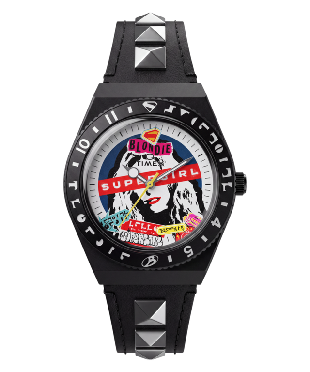 TW6A35000 SUPERGIRL x Blondie x Q Timex 36mm Leather Strap Watch Primary Image
