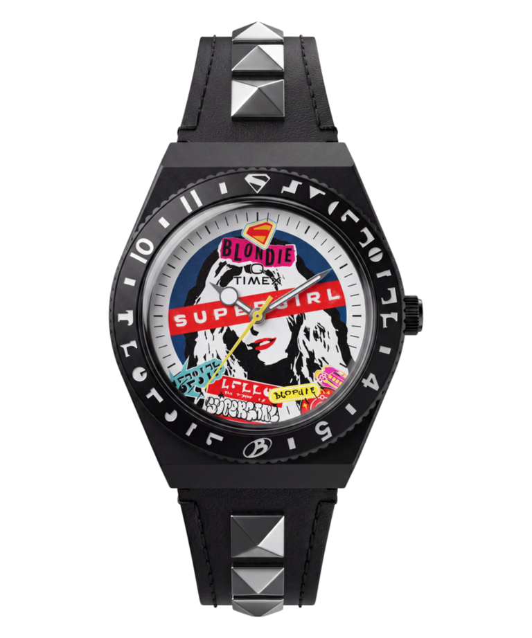 TW6A35000 SUPERGIRL x Blondie x Q Timex 36mm Leather Strap Watch Primary Image