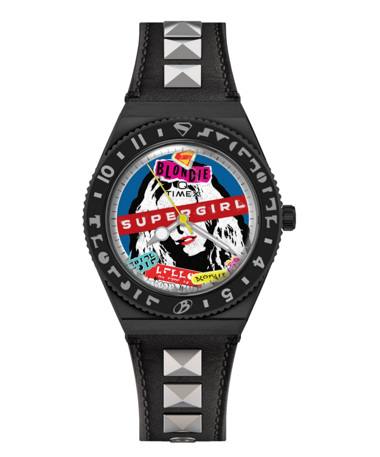 TW6A35000 SUPERGIRL x Blondie x Q Timex 36mm Leather Strap Watch Primary Image