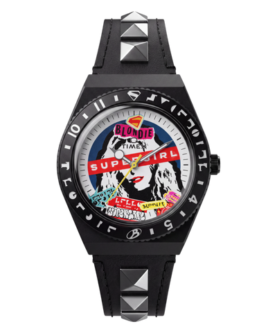 TW6A35000 SUPERGIRL x Blondie x Q Timex 36mm Leather Strap Watch Primary Image
