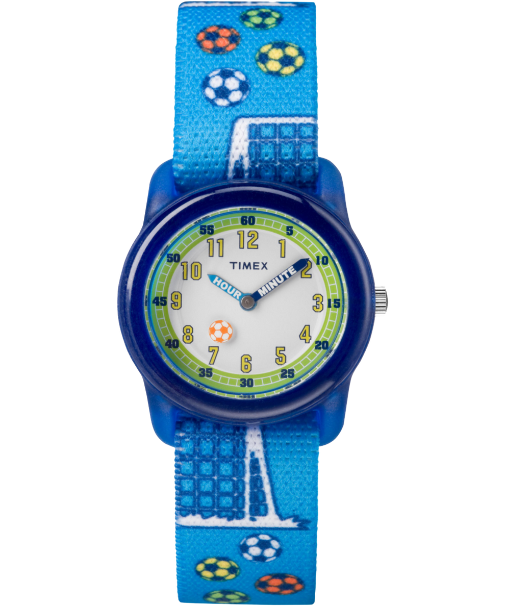 TW7C16500 TIMEX TIME MACHINES® 29mm Blue Soccer Elastic Fabric Kids Watch Primary Image