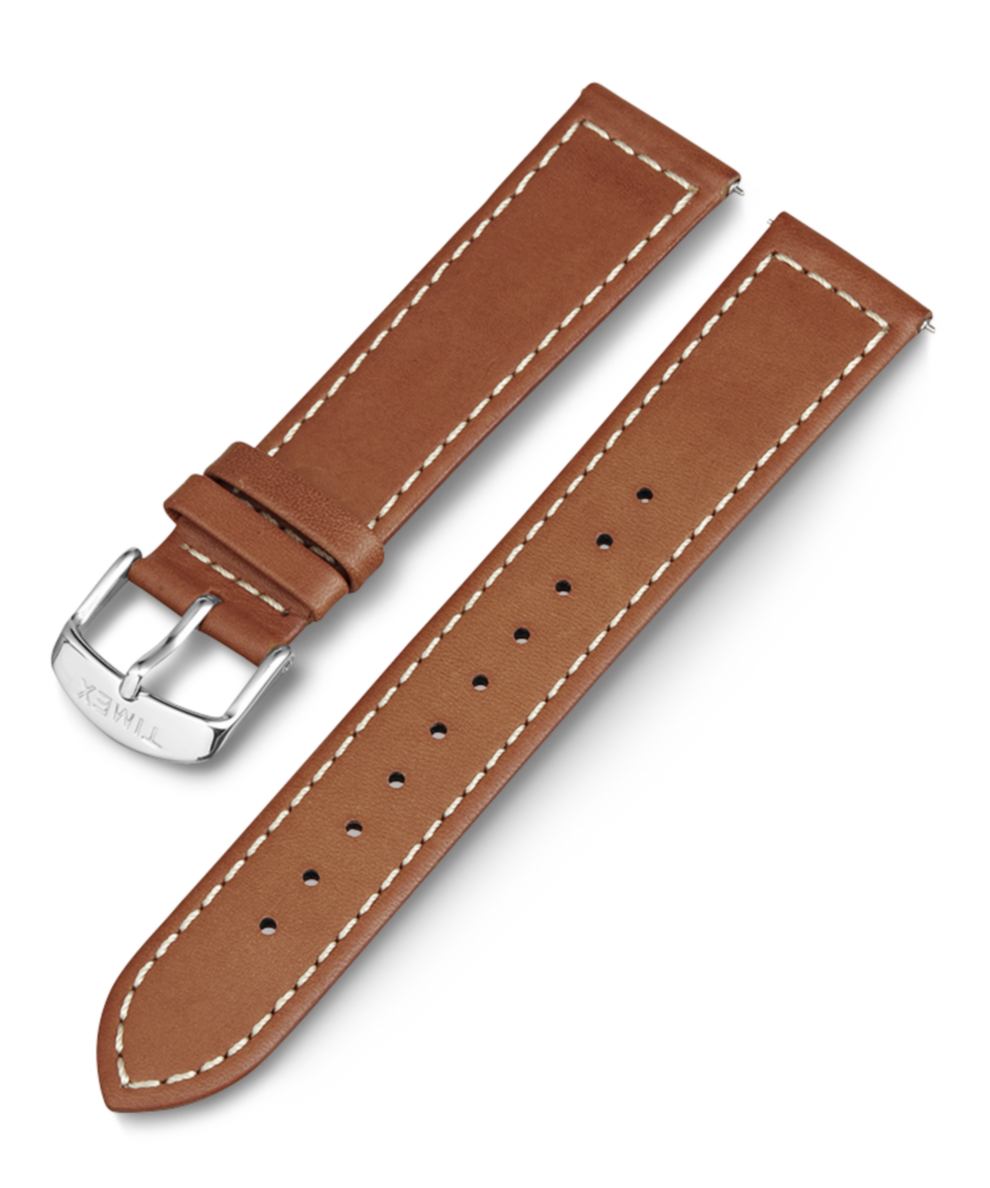 TW7C20500 Tan Two-Piece Stitched Leather Strap Primary Image