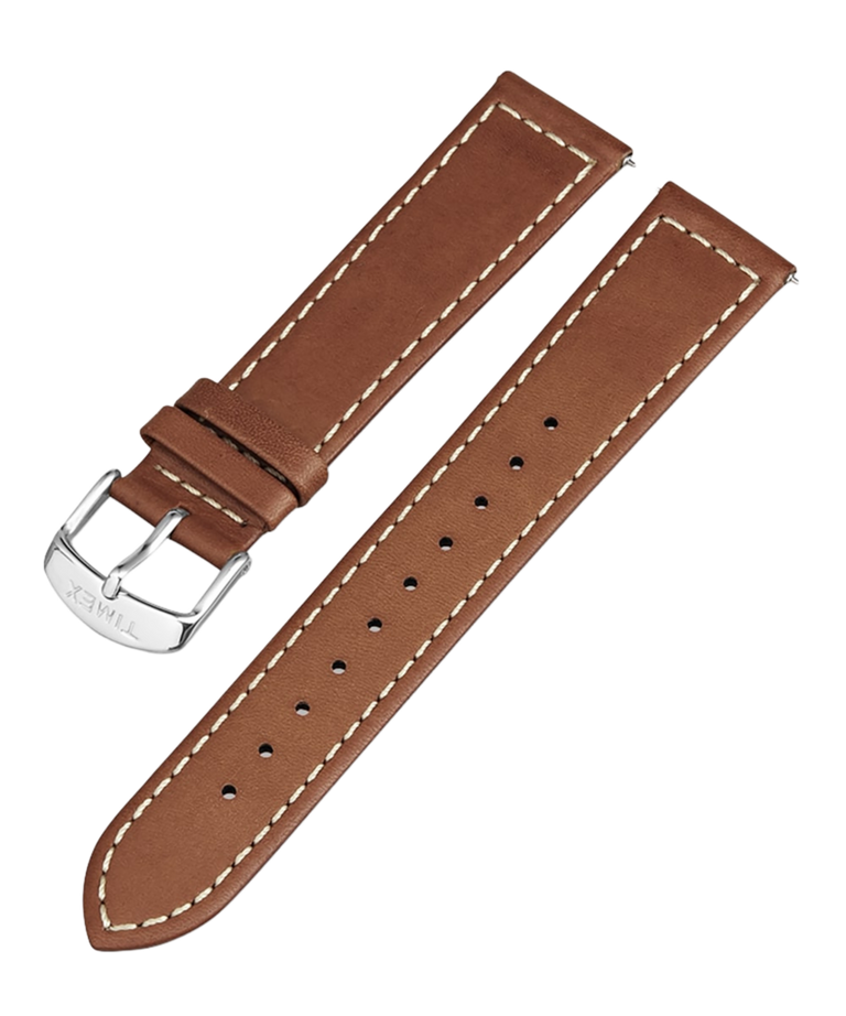TW7C20600 Brown Two-Piece Stitched Leather Strap Primary Image