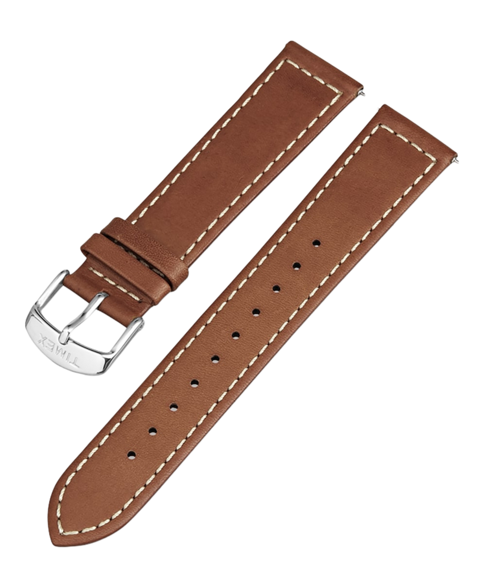TW7C20600 Brown Two-Piece Stitched Leather Strap Primary Image