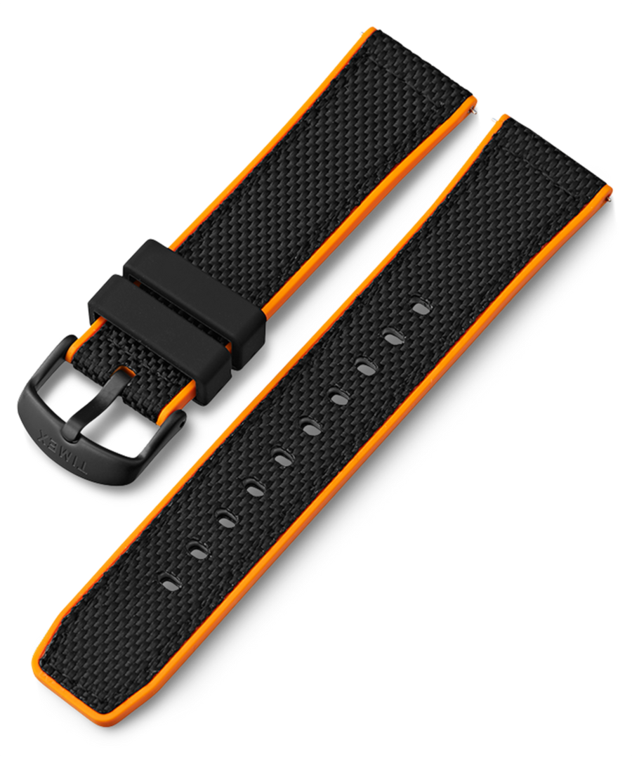 TW7C65100 22mm Quick Release Silicone Strap With Fabric Top and Leather Lining Primary Image
