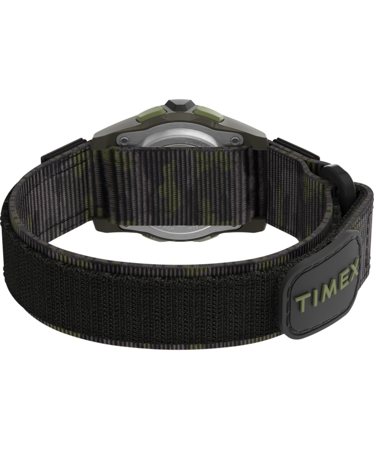 TW7C77500 TIMEX TIME MACHINES® 35mm Green/Brown Camo Fast Wrap® Kids Digital Watch Caseback with Attachment Image