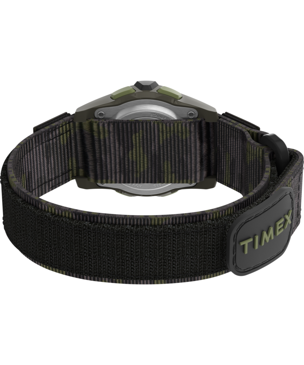 TW7C77500 TIMEX TIME MACHINES® 35mm Green/Brown Camo Fast Wrap® Kids Digital Watch Caseback with Attachment Image