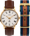 TWG029900 Timex x Brooks Brothers Gold Tone Marlin® Automatic 38mm Leather Strap and Fabric Strap Set Primary Image