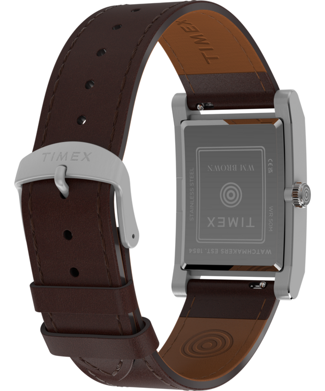 TWG069000 WM Brown x Timex: imagen del fondo de la caja del reloj con correa de piel de 26 mm y accesorio