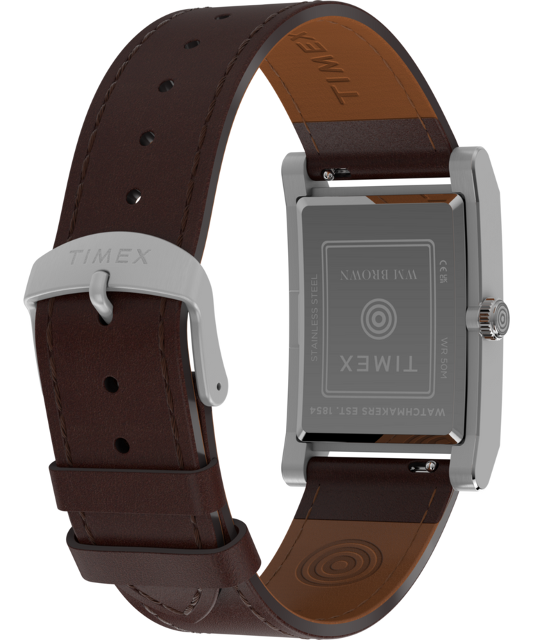 TWG069000 WM Brown x Timex: imagen del fondo de la caja del reloj con correa de piel de 26 mm y accesorio