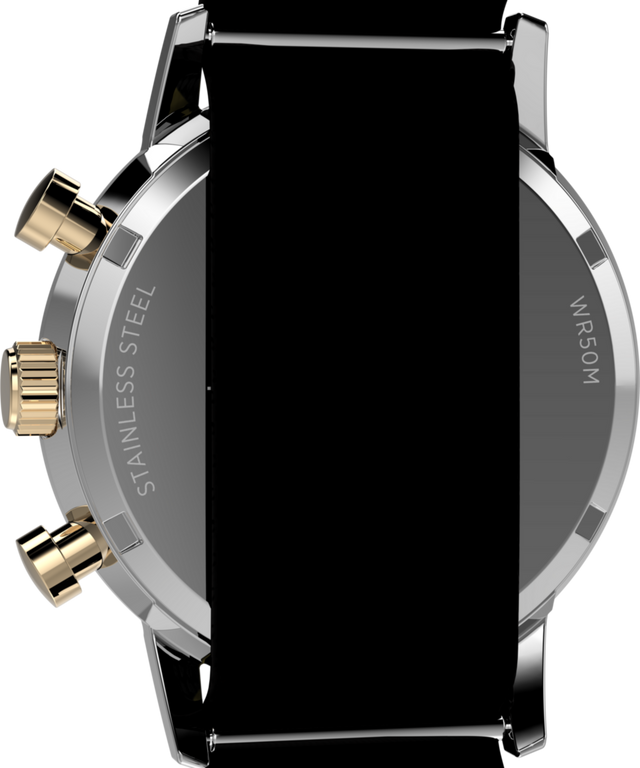 TWG069100 Vontélle x Timex Marlin: reloj cronógrafo de cuarzo de 40 mm con correa de tela, set de regalo. Imagen del fondo de la caja.