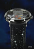 A promotional video of the Timex x Peanuts® Marlin® Hand-Wound Space watch. The black dial showcases Charlie Brown climbing a space module ladder while Snoopy floats beside him in a space helmet, set against a starry sky. The video highlights the polished stainless steel case, vintage-inspired hand-wound movement, and black leather strap decorated with white stars.