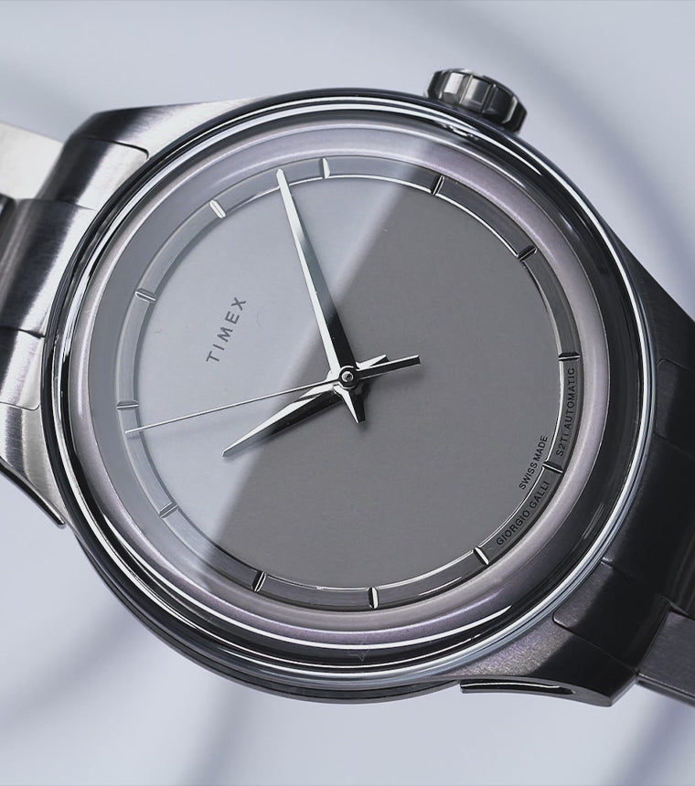 Video Close-up of the Giorgio Galli S2Ti watch, showcasing its minimalist silver dial, sleek titanium case, and brushed metal bracelet against a clean white background.