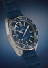 TW3A01900 Rotating studio view of the blue Deepwater Arctic 200 watch, highlighting its dial, bezel, stainless-steel case, and strap.