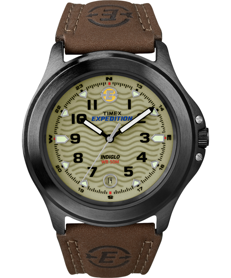 T470129J Expedition Metal Field 40mm Leather Strap Watch in Brown primary image