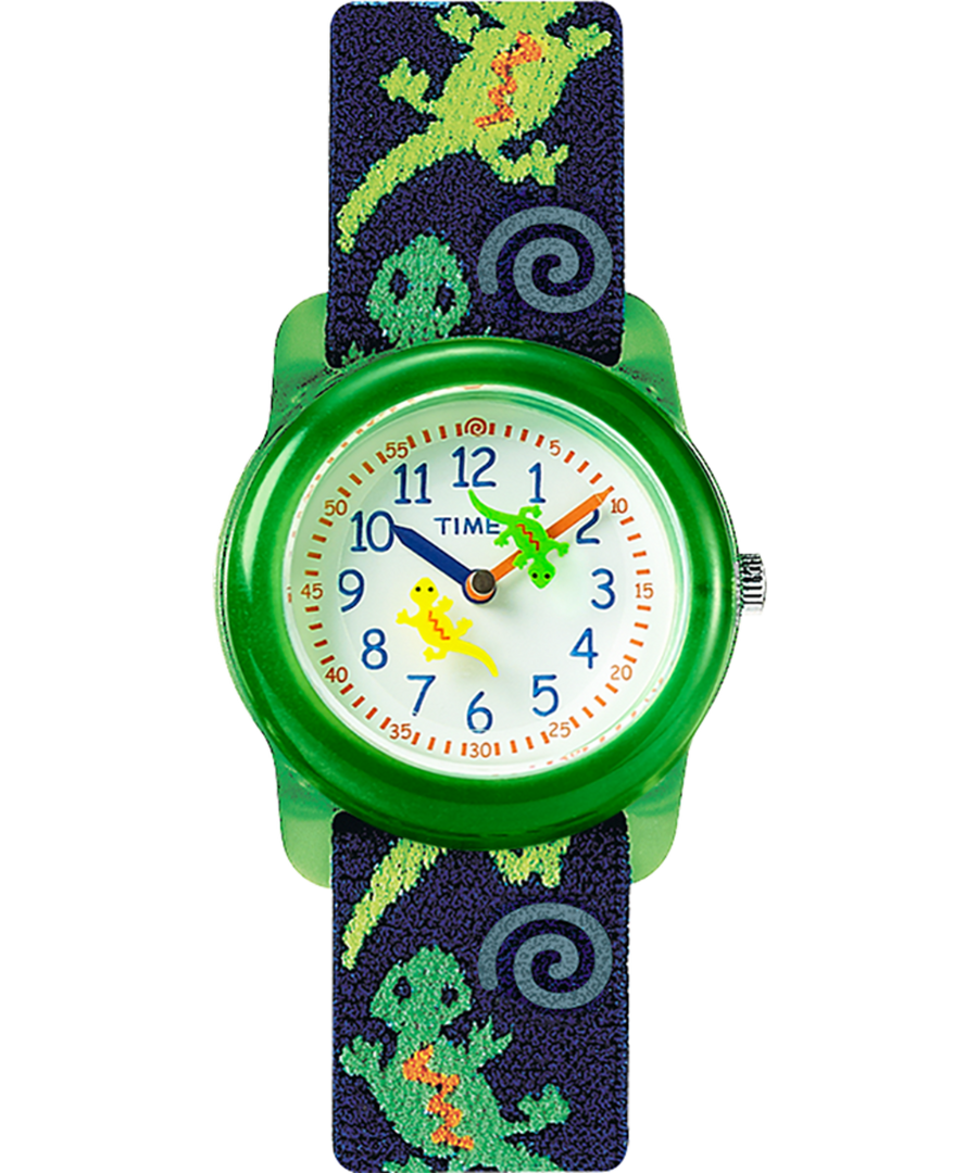 TIMEX TIME MACHINES® 29mm Green Gecko Elastic Fabric Kids Watch