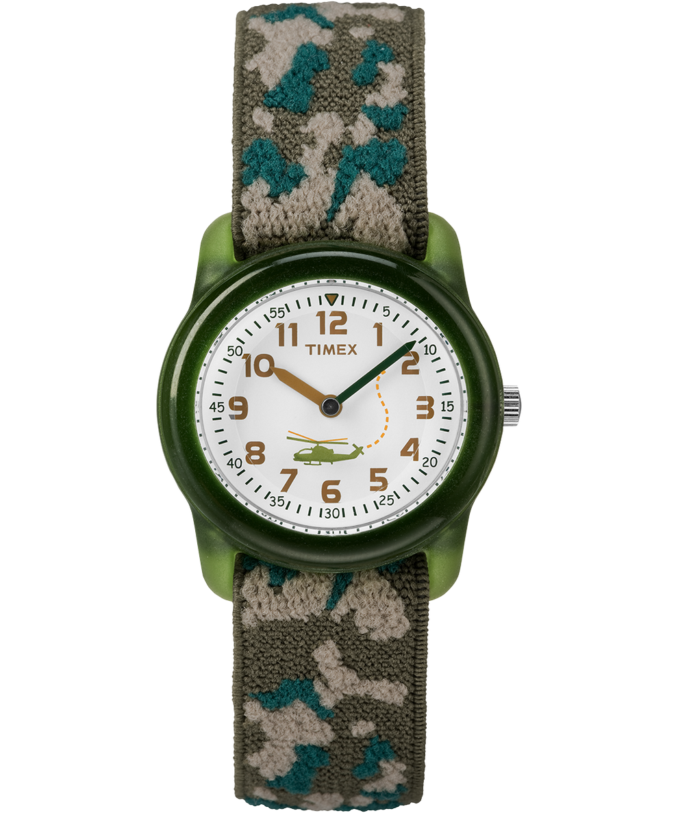T781419J TIMEX TIME MACHINES® 29mm Green Camo Elastic Fabric Kids Watch primary image