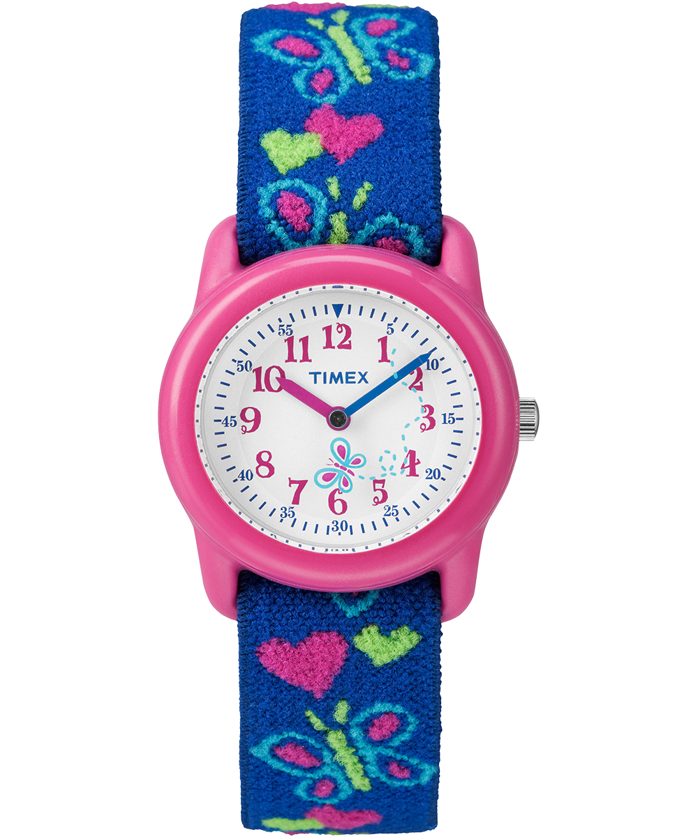 TIMEX TIME MACHINES 29mm Butterflies and Hearts Blue Elastic