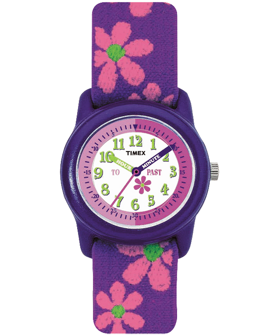 T890229J TIMEX TIME MACHINES® 29mm Purple Floral Elastic Fabric Kids Watch primary image