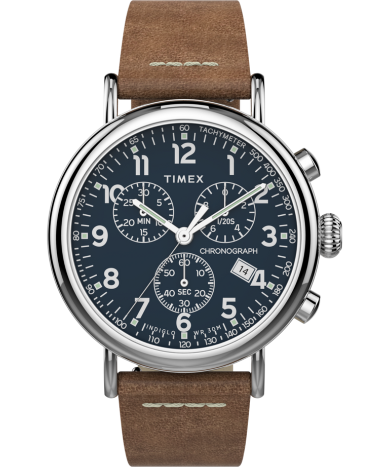 TW2T68900VQ Timex® Standard Chronograph 41mm Leather Strap Watch primary image