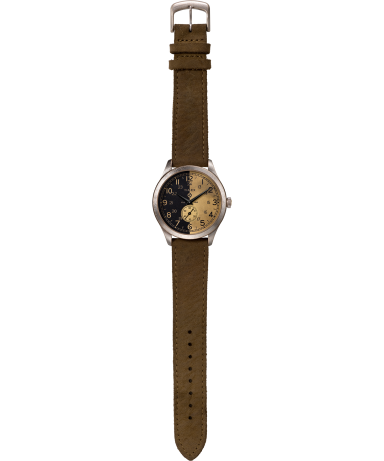 TW2U679000M Timex x MadeWorn 41mm Leather Strap Watch in Brown caseback (with attachment) image