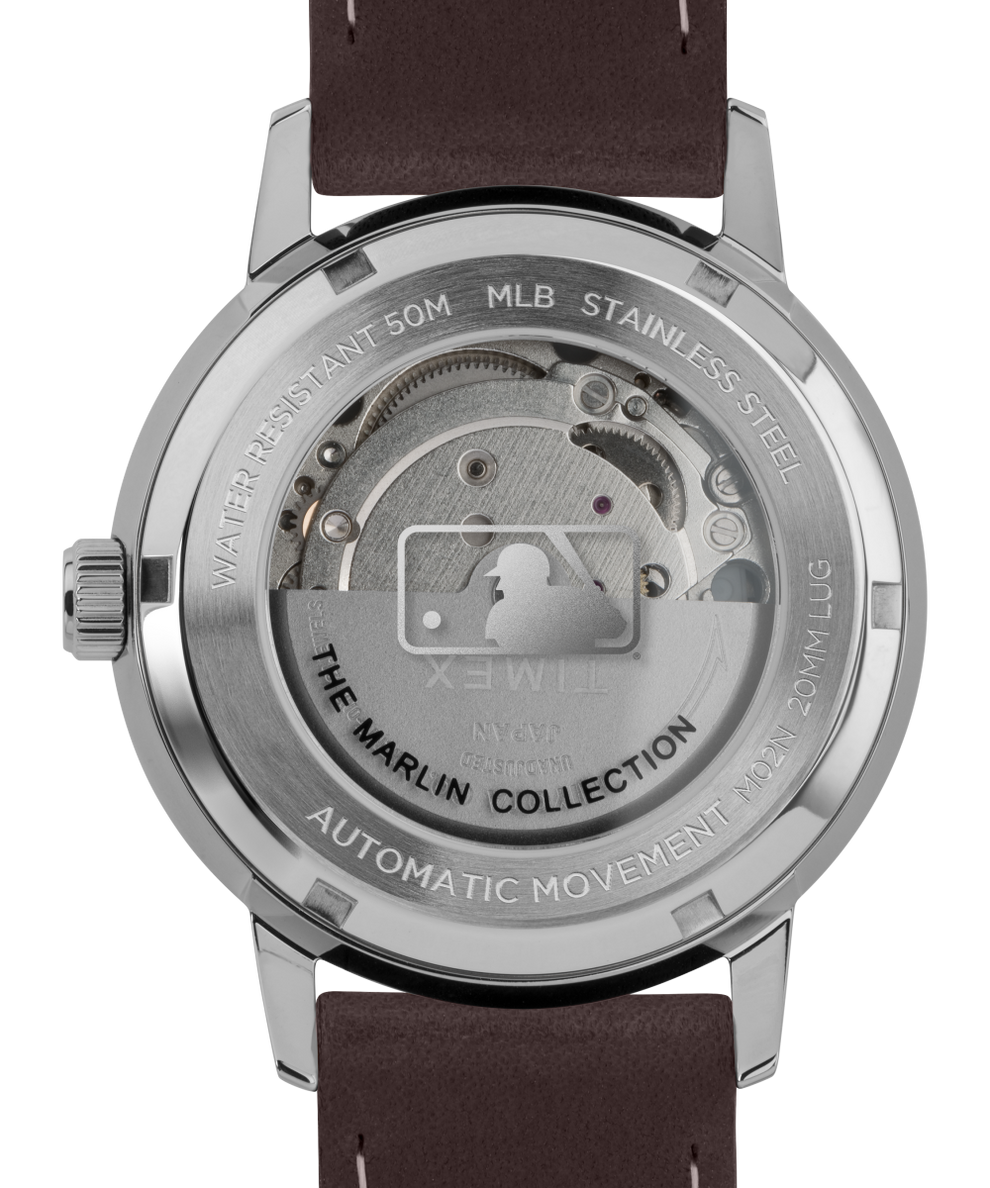 TW2U93300ZV Marlin® Automatic 40mm Leather Strap Watch Featuring Chicago Cubs™ caseback image