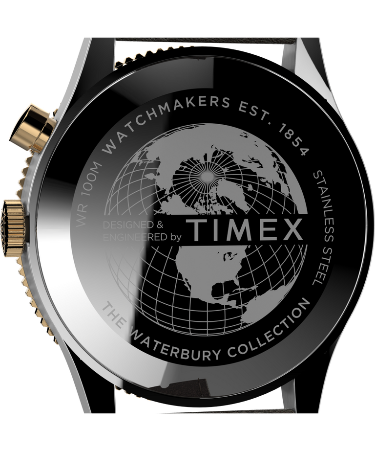 TW2U99100VQ Waterbury Traditional GMT 39mm Leather Strap Watch caseback image
