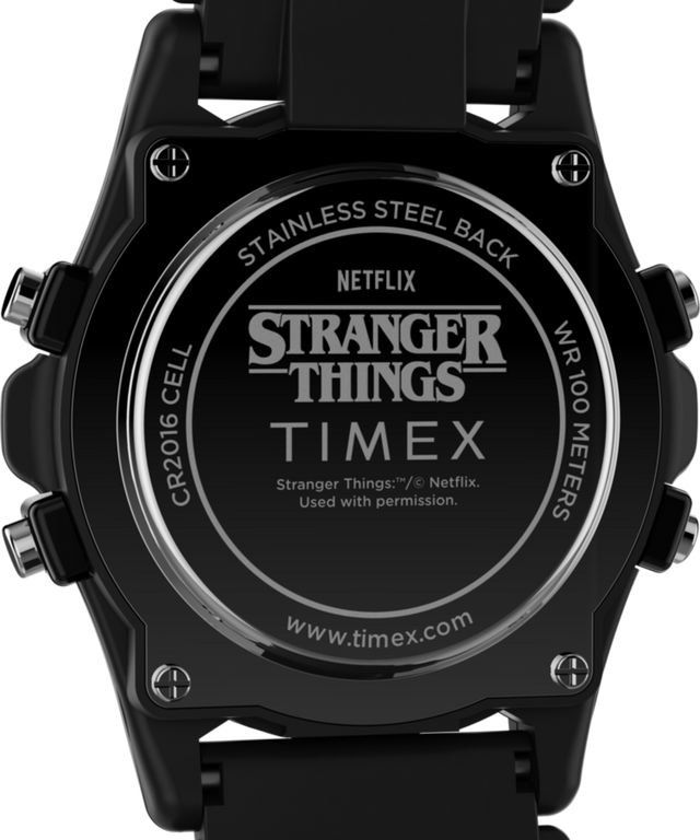TW2V51000YB Timex Atlantis x Stranger Things 40mm Resin Strap Watch in Black caseback image