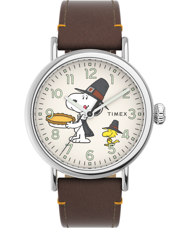 TW2V60100VQ Timex Standard x Peanuts Featuring Snoopy Thanksgiving 40mm Leather Strap Watch primary image