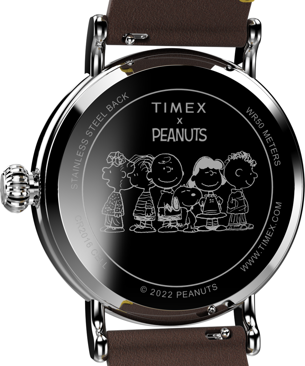 TW2V60100VQ Timex Standard x Peanuts Featuring Snoopy Thanksgiving 40mm Leather Strap Watch caseback image